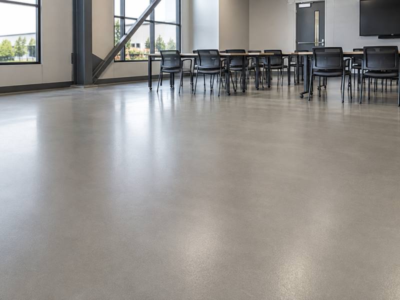 Coated floor in a training room in a Central Alberta office