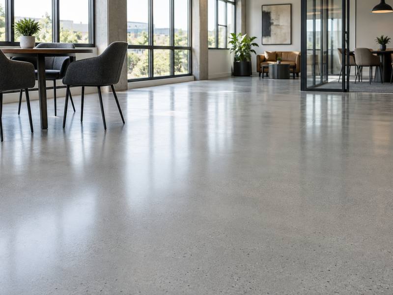 Seamless commercial floor in an open office in Central Alberta